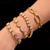 Wholesale Women's Jewelry Stainless Steel Geometric Pattern Fourleaf Flower Full Diamond Bracelet Electroplating