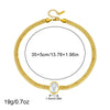 Wholesale Women's Jewelry Stainless Steel Goldplated Oval Pearl Retro Simple Geometric Earrings Ring Necklace Set