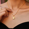 Wholesale Women's Jewelry 316L Stainless Steel Goldplated Shell Freshwater Pearl Necklace With Geometric Pattern And Electroplating Design