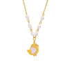 Wholesale Women's Jewelry 316L Stainless Steel Goldplated Shell Freshwater Pearl Necklace With Geometric Pattern And Electroplating Design