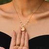 Wholesale Women's Jewelry 316L Stainless Steel Goldplated Shell Freshwater Pearl Necklace With Geometric Pattern And Electroplating Design