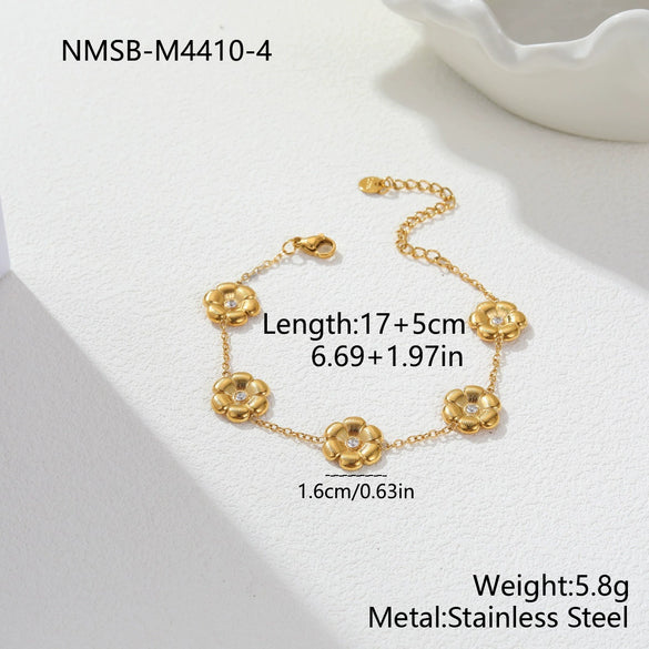 Wholesale Women's Jewelry Stainless Steel 18K Gold Electroplated Heart Drop Bell Pattern Camellia Zircon Yshaped Necklace With Titanium Steel Pendant