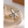 Wholesale Women's Jewelry Stainless Steel Pearl Ring And Flower Earrings With Electroplating