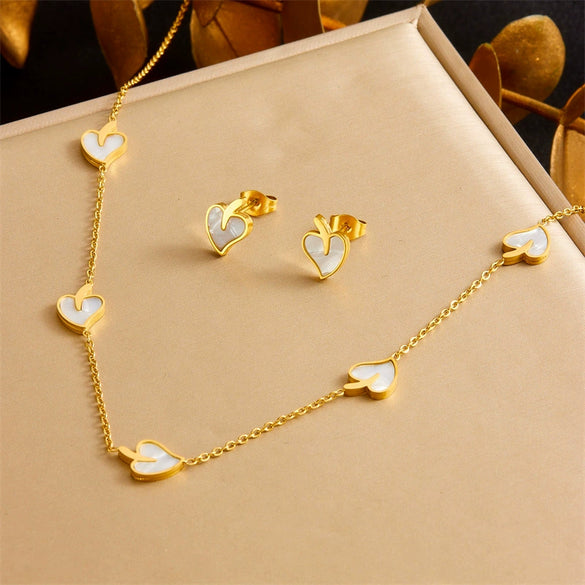 Wholesale Women's Jewelry Stainless Steel Plants And Flowers Style Earrings Necklaces And Bracelets