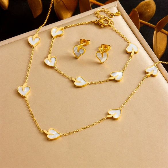 Wholesale Women's Jewelry Stainless Steel Plants And Flowers Style Earrings Necklaces And Bracelets
