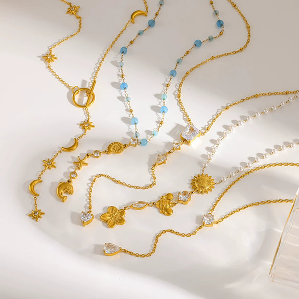Wholesale Women's Jewelry Stainless Steel Yshaped Chain Set With Animal Zodiac Pattern Vacuum Real Gold Plated In Pvd Furnace