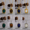 Wholesale Women's Jewelry 925 Sterling Silver Geometric Art Box Pendant Set With Gems Malachite Lapis Gold Tiger Eye Necklace Light Luxury Retro Style