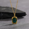 Wholesale Women's Jewelry 925 Sterling Silver Geometric Art Box Pendant Set With Gems Malachite Lapis Gold Tiger Eye Necklace Light Luxury Retro Style