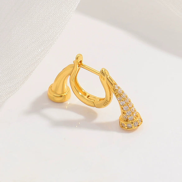 Wholesale Women's Jewelry 925 Sterling Silver Geometric Horn T Square U Shape Zirconia Earrings Light Luxury Style