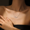 Wholesale Women's Jewelry 925 Sterling Silver Geometric Wave Heart Pendant Necklace With Electroplating Platinum 18K Gold
