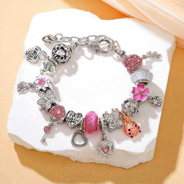 Wholesale Women's Jewelry Sweet Animal Style Zinc Alloy Heartshaped And Crownshaped Bracelet With Electroplating