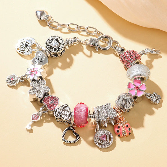 Wholesale Women's Jewelry Sweet Animal Style Zinc Alloy Heartshaped And Crownshaped Bracelet With Electroplating