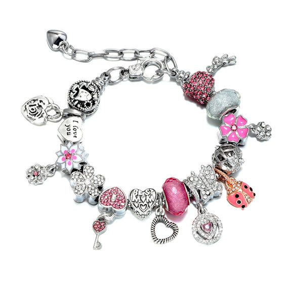 Wholesale Women's Jewelry Sweet Animal Style Zinc Alloy Heartshaped And Crownshaped Bracelet With Electroplating