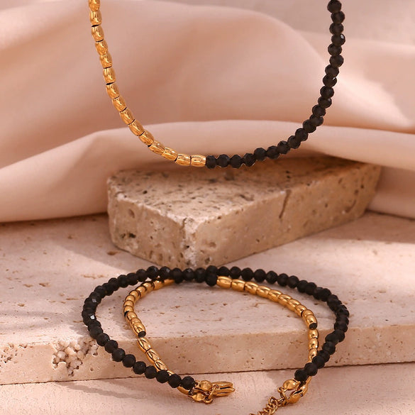 Wholesale Women's Jewelry Titanium Steel And Stainless Steel Geometric Style Electroplated Bracelet And Necklace Set