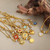 Wholesale Women's Jewelry 316L Stainless Steel Exaggerated Eyes Pendant Bracelet With Geometric Pattern And Dripping Oil Design