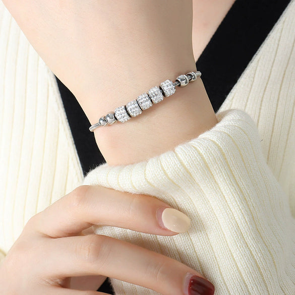 Wholesale Women's Jewelry 316L Stainless Steel Exaggerated Eyes Pendant Bracelet With Geometric Pattern And Dripping Oil Design
