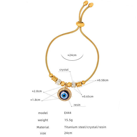 Wholesale Women's Jewelry 316L Stainless Steel Exaggerated Eyes Pendant Bracelet With Geometric Pattern And Dripping Oil Design