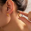 Wholesale Women's Jewelry 316L Stainless Steel Geometric Color Matching Gold Plated Ear Buckle