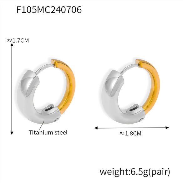 Wholesale Women's Jewelry 316L Stainless Steel Geometric Color Matching Gold Plated Ear Buckle