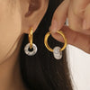 Wholesale Women's Jewelry 316L Stainless Steel Gold Plated Geometric Pendant Earrings