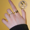 Wholesale Women's Jewelry Trendy Black H Ring Hollow Titanium Steel Jewelry With Diamond Design And Vacuum Furnace Electroplating