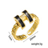 Wholesale Women's Jewelry Trendy Black H Ring Hollow Titanium Steel Jewelry With Diamond Design And Vacuum Furnace Electroplating
