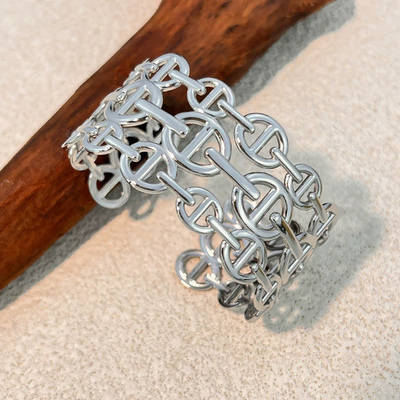 Wholesale Women's Jewelry Vintage Style Animal Pattern Stainless Steel Ring Bracelet Electroplated