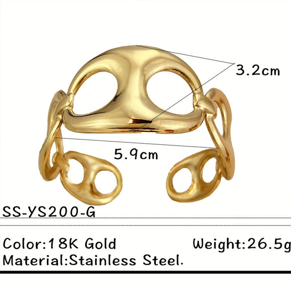 Wholesale Women's Jewelry Vintage Style Animal Pattern Stainless Steel Ring Bracelet Electroplated