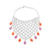 Wholesale Women's Jewelry Zinc Alloy Geometric Pendant Multilayer Necklace With Mixed Gemstone Setting And Electroplating
