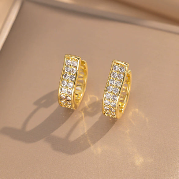Wholesale Women's Joker Copper Zircon Earrings With Heart Shape Real Gold Electroplated Cold Style High Grade Sense Niche Design