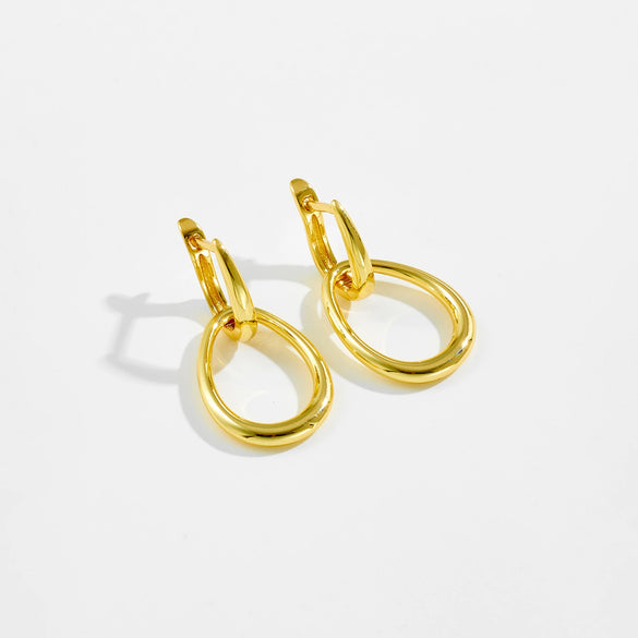 Wholesale Women's Joker Design Ear Jewelry Copper Electroplated Platinum And 18K Gold