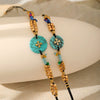 Wholesale Women's 18K Electroplated Natural Stone Turquoise Pendant Necklace With Rubber Band Chain