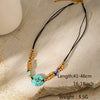 Wholesale Women's 18K Electroplated Natural Stone Turquoise Pendant Necklace With Rubber Band Chain