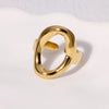 Wholesale Women's 18K Gold Electroplated Geometric Oval Stainless Steel Ring With Minimalist Design