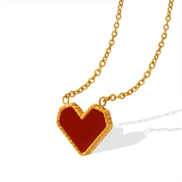 Wholesale Women's 18K Gold Electroplated Heart Acrylic Titanium Steel Necklace