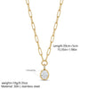 Wholesale Women's 18K Gold Electroplated Rectangular Chain Necklace With Simple Zircon Pendant Chic Style Light Luxury Jewelry