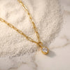 Wholesale Women's 18K Gold Electroplated Rectangular Chain Necklace With Simple Zircon Pendant Chic Style Light Luxury Jewelry