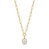 Wholesale Women's 18K Gold Electroplated Rectangular Chain Necklace With Simple Zircon Pendant Chic Style Light Luxury Jewelry