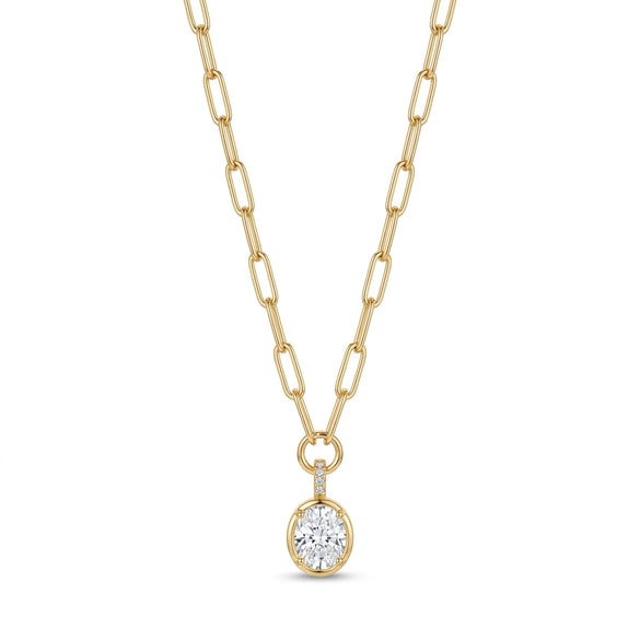 Wholesale Women's 18K Gold Electroplated Rectangular Chain Necklace With Simple Zircon Pendant Chic Style Light Luxury Jewelry