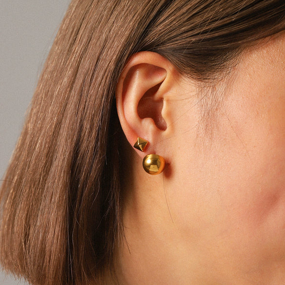 Wholesale Women's 18K Gold Electroplated Simple Geometric Stainless Steel Earrings