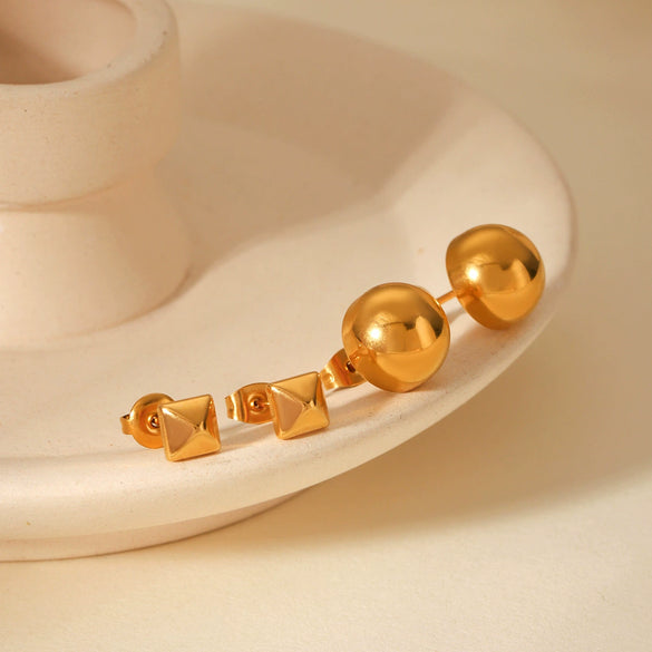 Wholesale Women's 18K Gold Electroplated Simple Geometric Stainless Steel Earrings