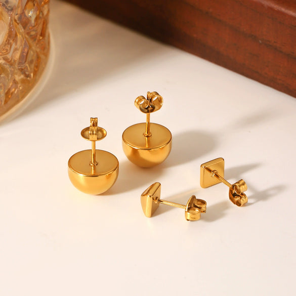 Wholesale Women's 18K Gold Electroplated Simple Geometric Stainless Steel Earrings