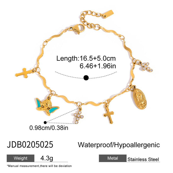 Wholesale Women's 18K Gold Electroplated Stainless Steel Geometric Cross Chain Bracelet In Ins Style
