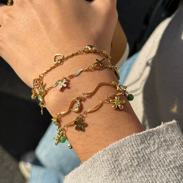 Wholesale Women's 18K Gold Electroplated Stainless Steel Geometric Cross Chain Bracelet In Ins Style