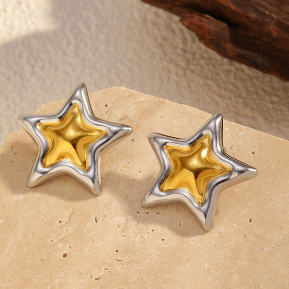 Wholesale Women's 18K Gold Electroplated Star Earrings With Light Luxury Style