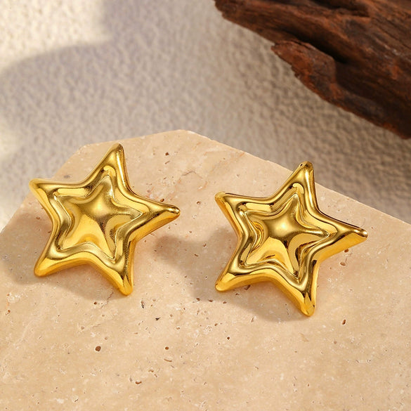 Wholesale Women's 18K Gold Electroplated Star Earrings With Light Luxury Style