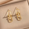 Wholesale Women's 18K Gold Electroplated Zircon Inlaid Horseshoe Buckle Pig Nose Pendant And Earrings Set Made Of Environmentally Friendly Copper Light Luxury Accessories