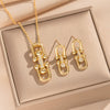 Wholesale Women's 18K Gold Electroplated Zircon Inlaid Horseshoe Buckle Pig Nose Pendant And Earrings Set Made Of Environmentally Friendly Copper Light Luxury Accessories