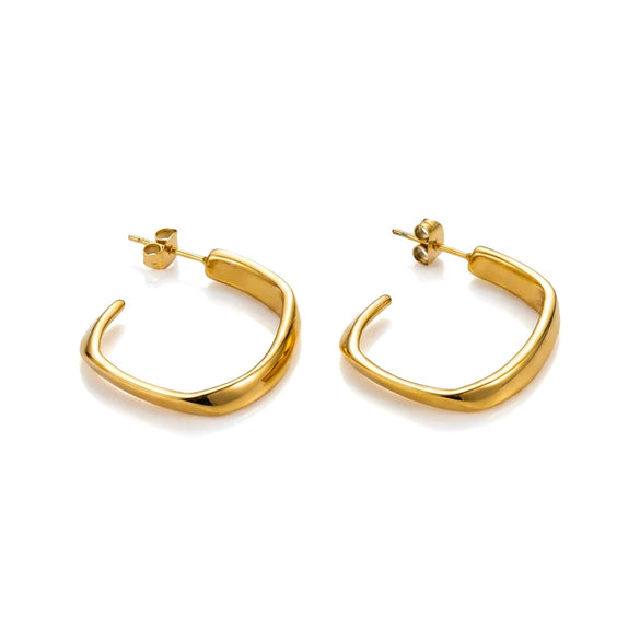 Wholesale Women's 18K Gold Geometric Square Hoop Earrings With Stainless Steel Ear Needles Light Luxury Street Style