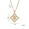 Wholesale Women's 18K Gold Plated Copper Zircon Rhombus Flower O Word Chain Necklace Light Luxury Jewelry